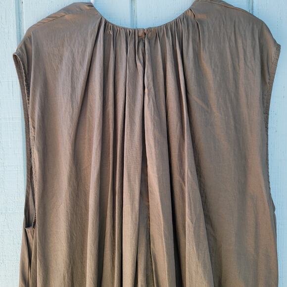 Totême Pretoria Midi Shift Dress Size Large Brown Cotton Lyocell Bohemian - Picture 11 of 14
